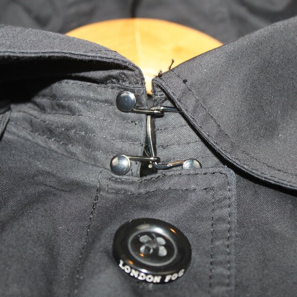 London Fog Heritage PS Black Long Trench Coat with Hood - Picture 14 of 16